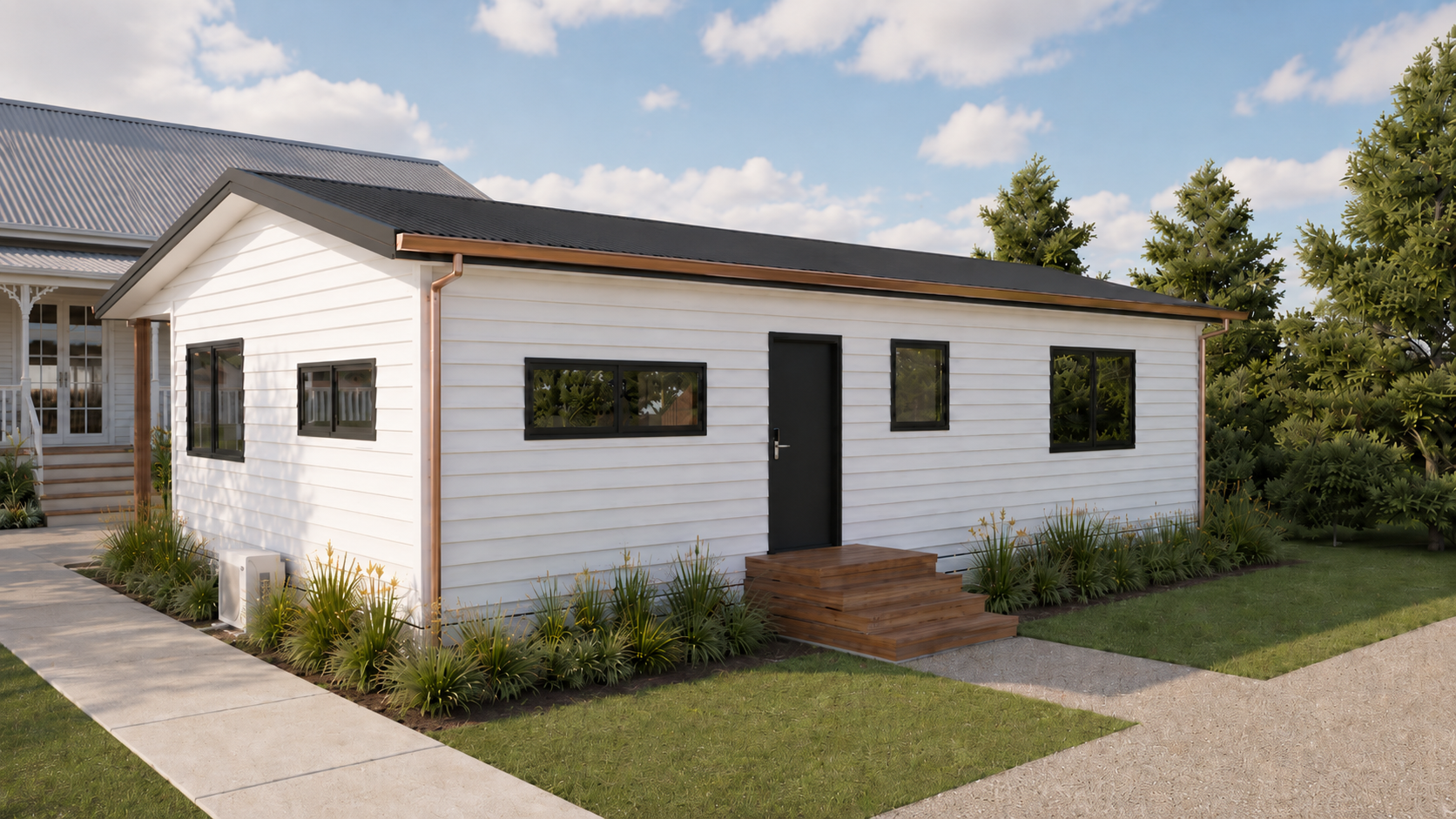 The Tūī — updated Showhome render B, three-bedroom solid timber home